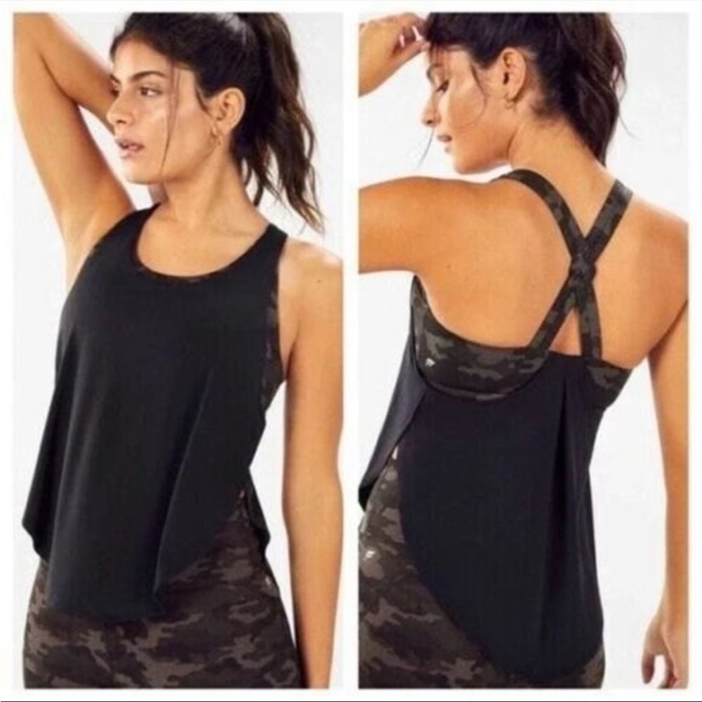 Fabletics Giselle Power-touch Light Swing Tank w/ Built in Camo Print Bra